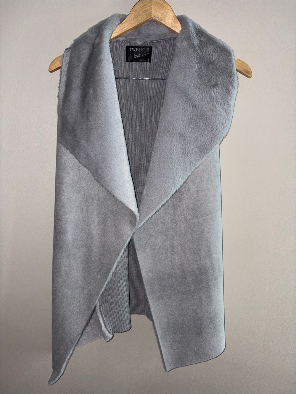 Twelfth Label - Women's Gray Faux-Shearling Sleeveless Vest